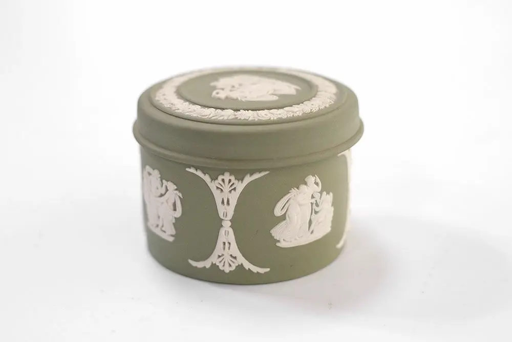 ヴィンテージ WEDGWOODジャスパー トリンケットボックス セージグリーン5