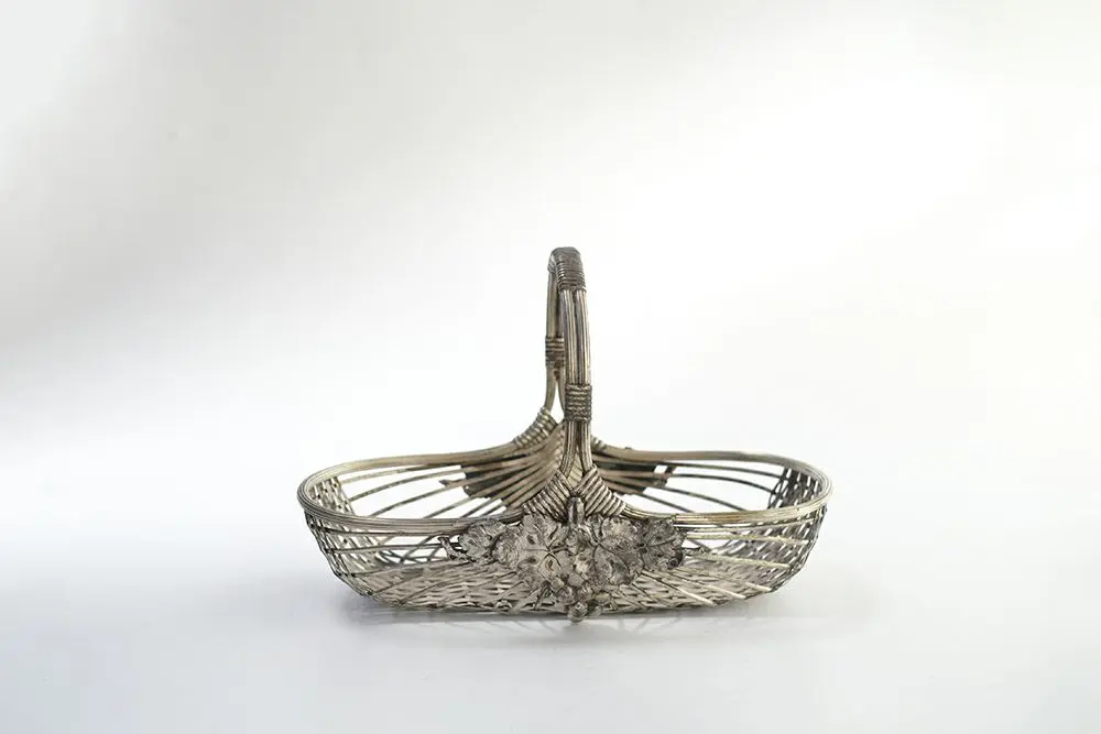 アンティーク シルバープレートパニエ イギリス製 金属ワイヤーで丁寧に編まれたバスケット3