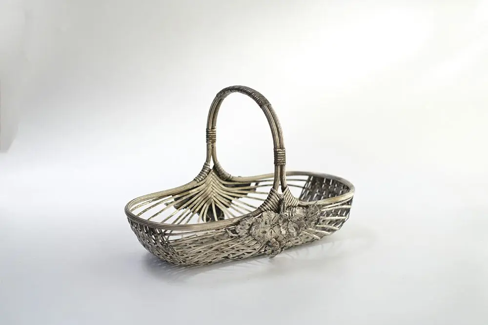アンティーク シルバープレートパニエ イギリス製 金属ワイヤーで丁寧に編まれたバスケット4