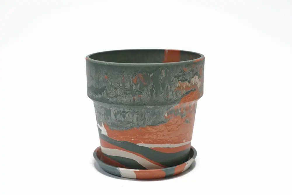 マーブルプランターポットL/オレンジオリーブ おしゃれなガーデン雑貨