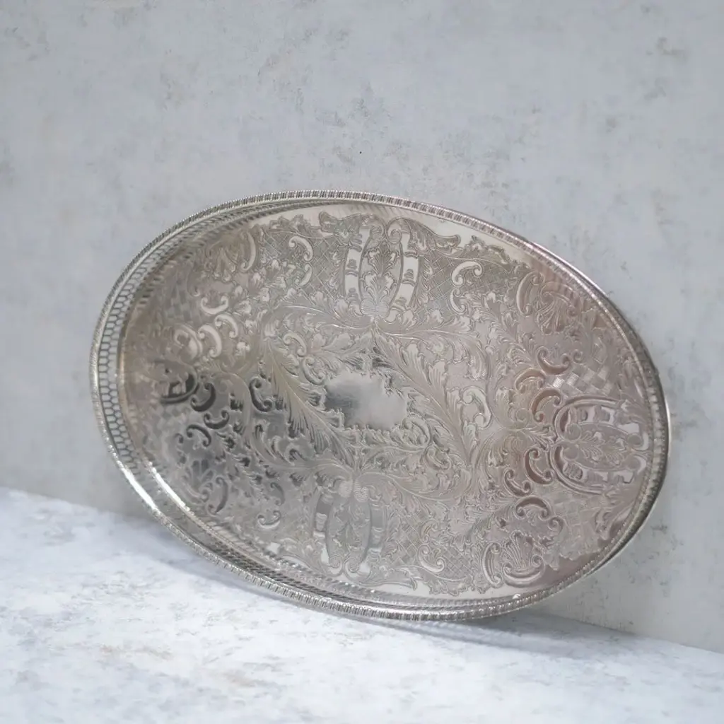 ヴィンテージ シルバープレートトレイE VINERS OF SHEFFIELD イギリス ティートレイ3