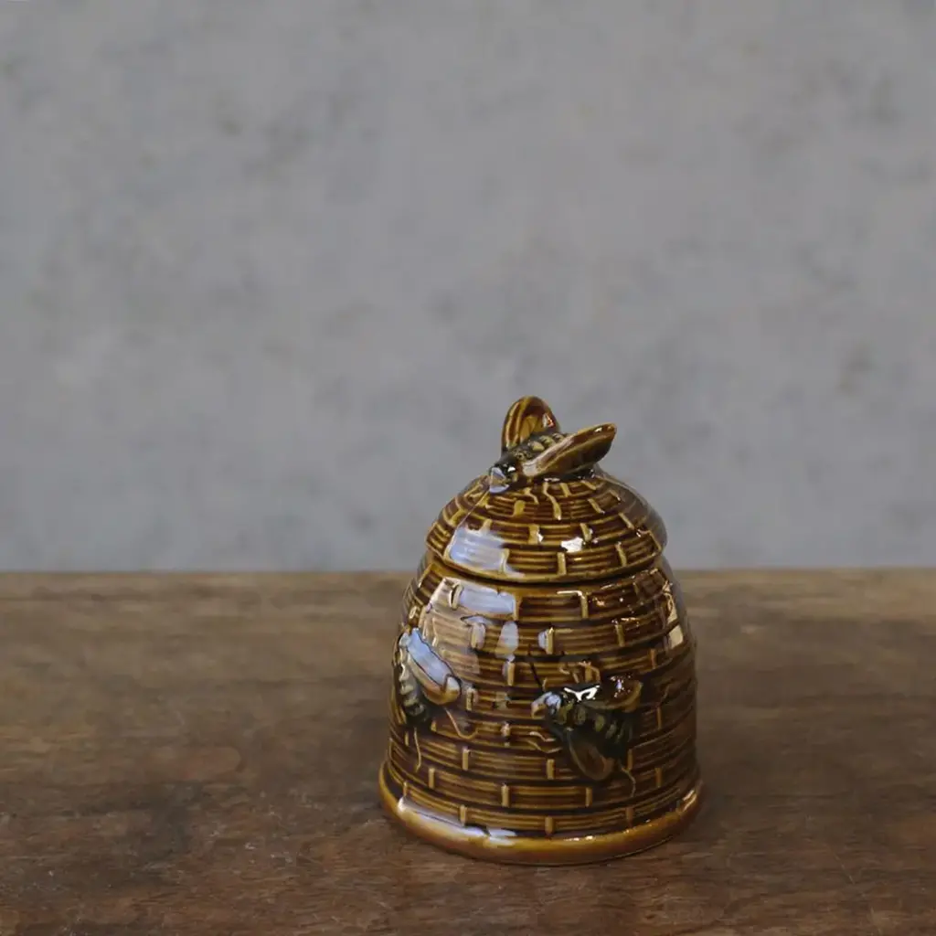 ヴィンテージ ハニーポット 小さな陶器の蜂蜜入れ キャニスター