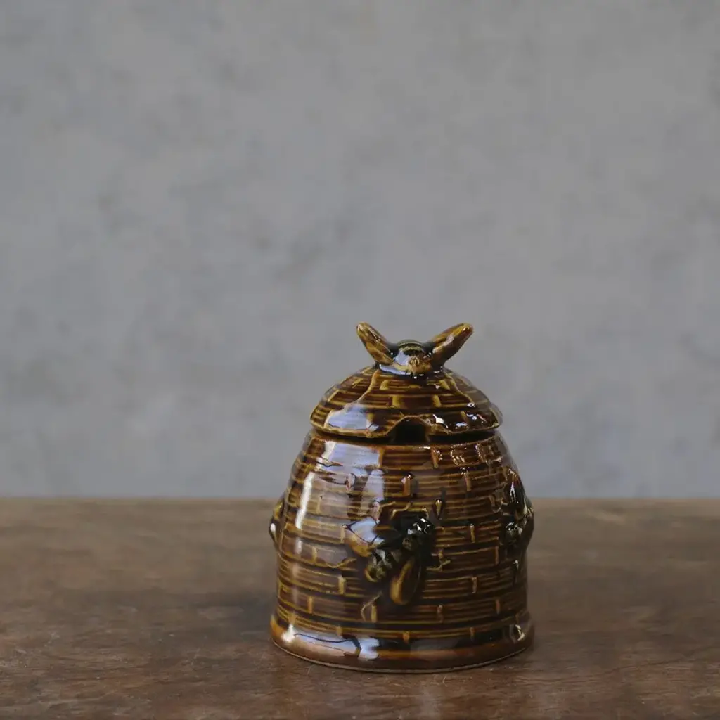 ヴィンテージ ハニーポット 小さな陶器の蜂蜜入れ キャニスター
1