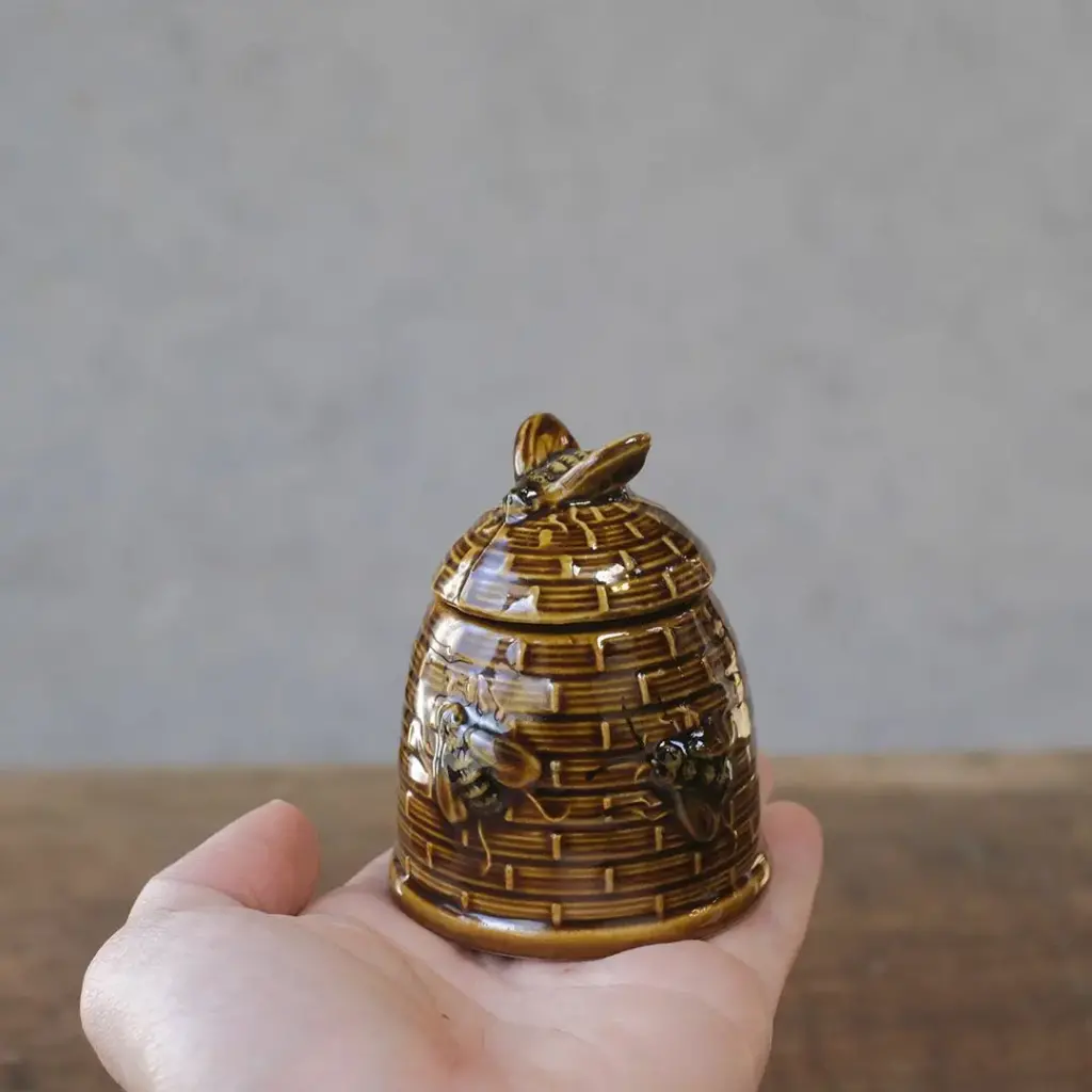 ヴィンテージ ハニーポット 小さな陶器の蜂蜜入れ キャニスター
2
