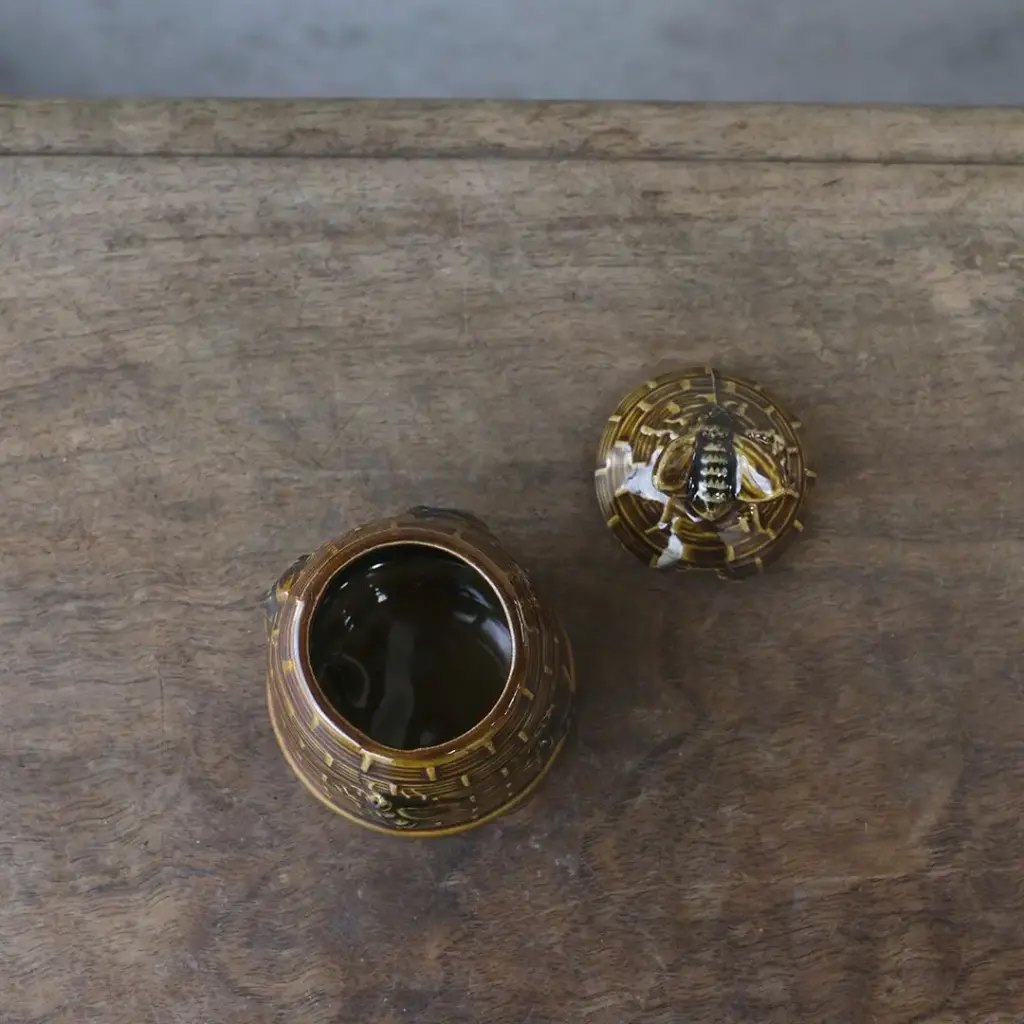 ヴィンテージ ハニーポット 小さな陶器の蜂蜜入れ キャニスター
3