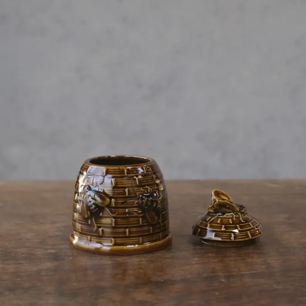 ヴィンテージ ハニーポット 小さな陶器の蜂蜜入れ キャニスター
4