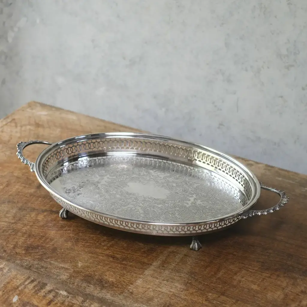 ヴィンテージトレイ イギリス シルバープレート クロウ&ボール3