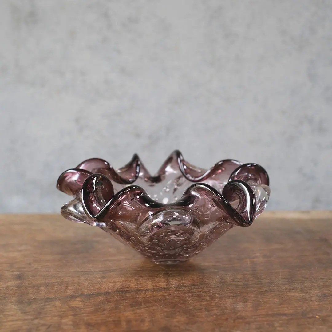 ヴィンテージ MURANOガラスボウル パープル イタリア 灰皿