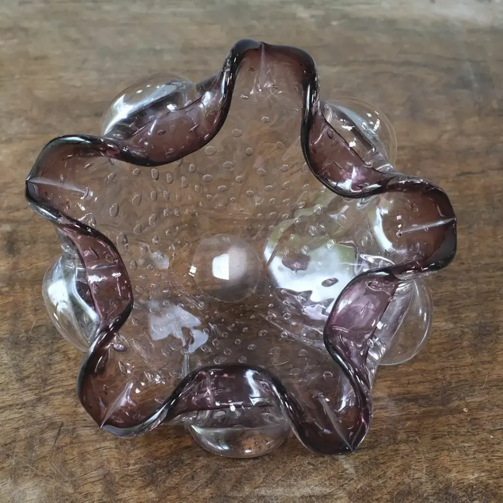 ヴィンテージ MURANOガラスボウル パープル イタリア 灰皿3