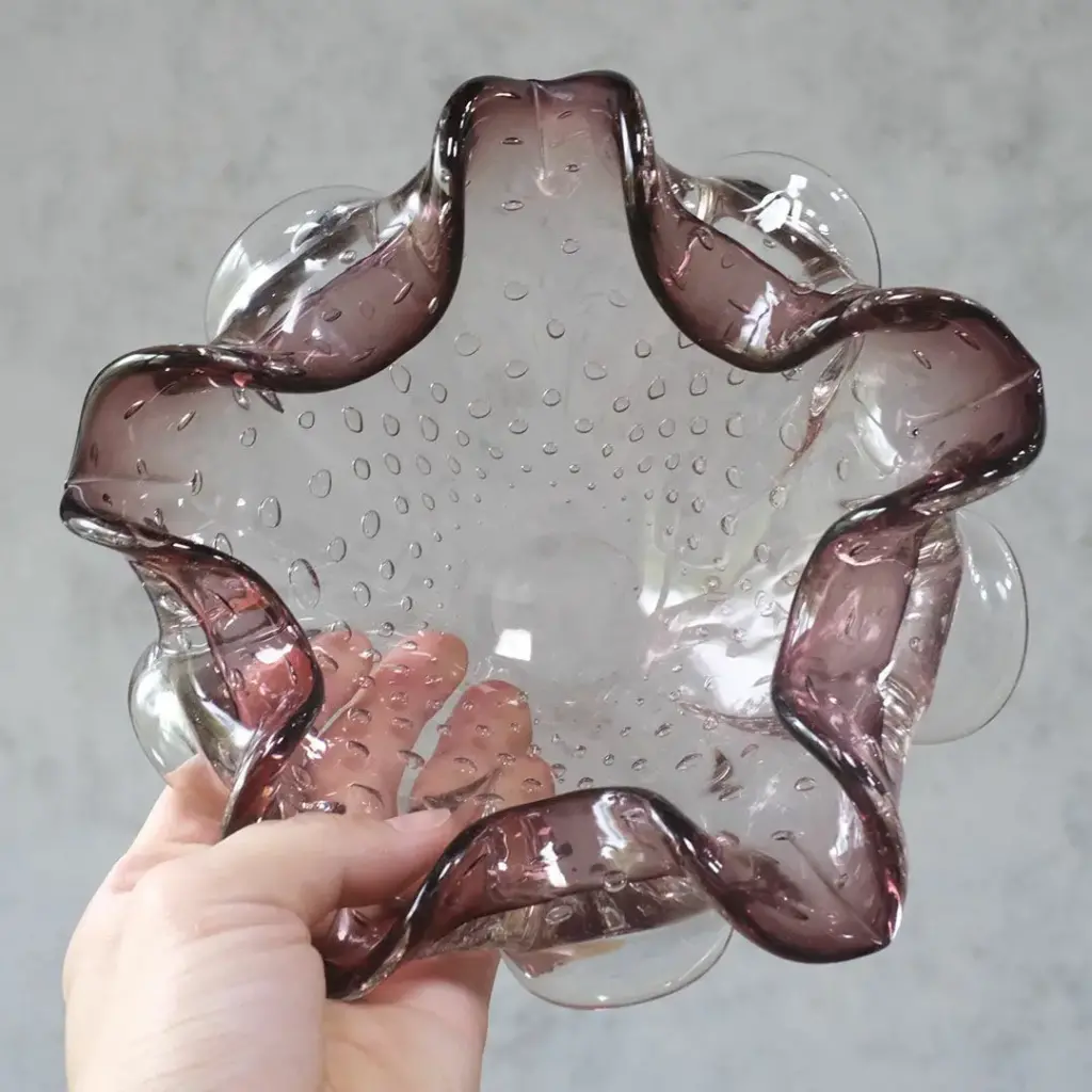 ヴィンテージ MURANOガラスボウル パープル イタリア 灰皿4