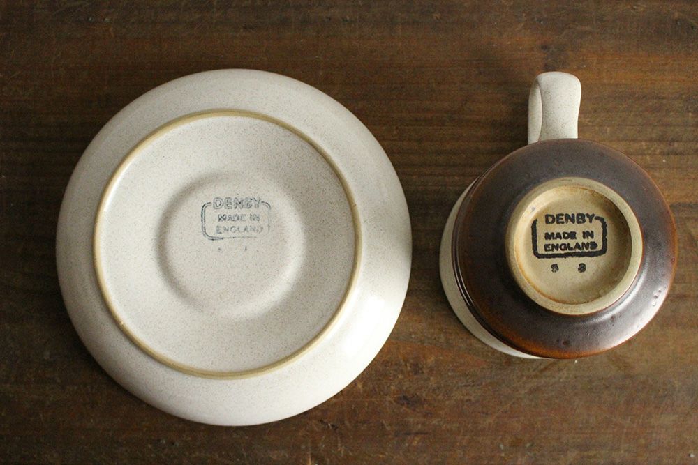 DENBYヴィンテージカップ&ソーサー/Wheel イギリス デンビーのコーヒーカップ/アンティーク食器4