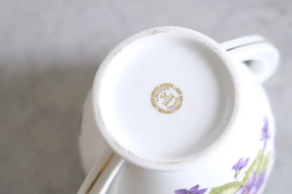 アンティークシュガーボウル 菫 フランス LIMOGES UNIQUE /アンティーク食器4