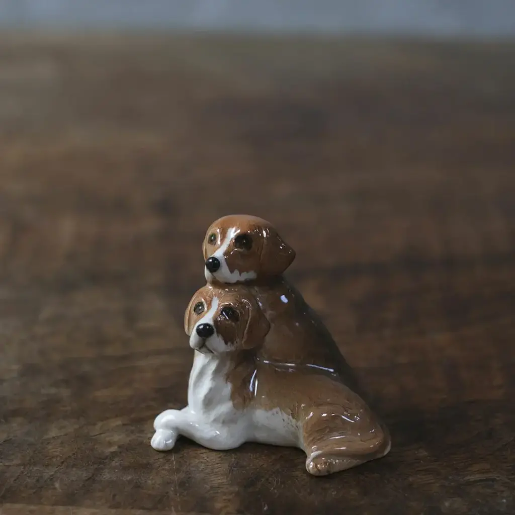 ヴィンテージフィギリン 寄り添う犬 イギリス 陶器 置物4