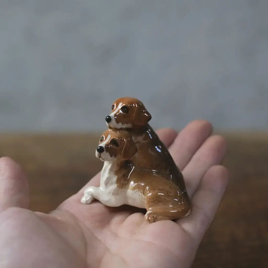 ヴィンテージフィギリン 寄り添う犬 イギリス 陶器 置物5