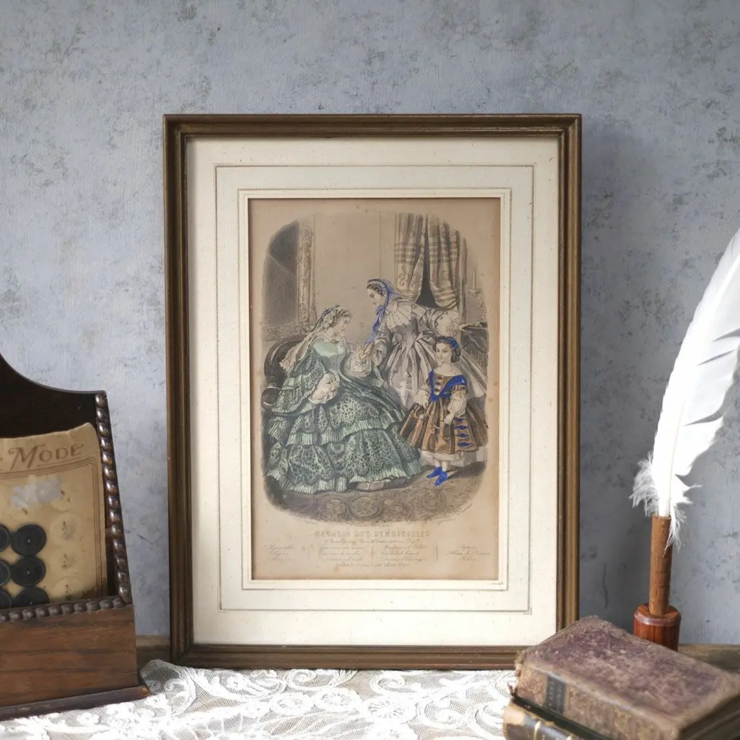 アンティーク リトグラフ フランス ファッション画