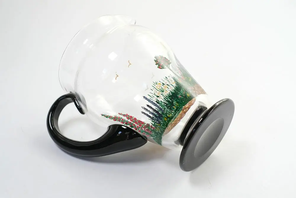 ガラスピッチャー 花束を持つ少女　イギリスの古い吹きガラス ジャグ 水差し/アンティーク食器4