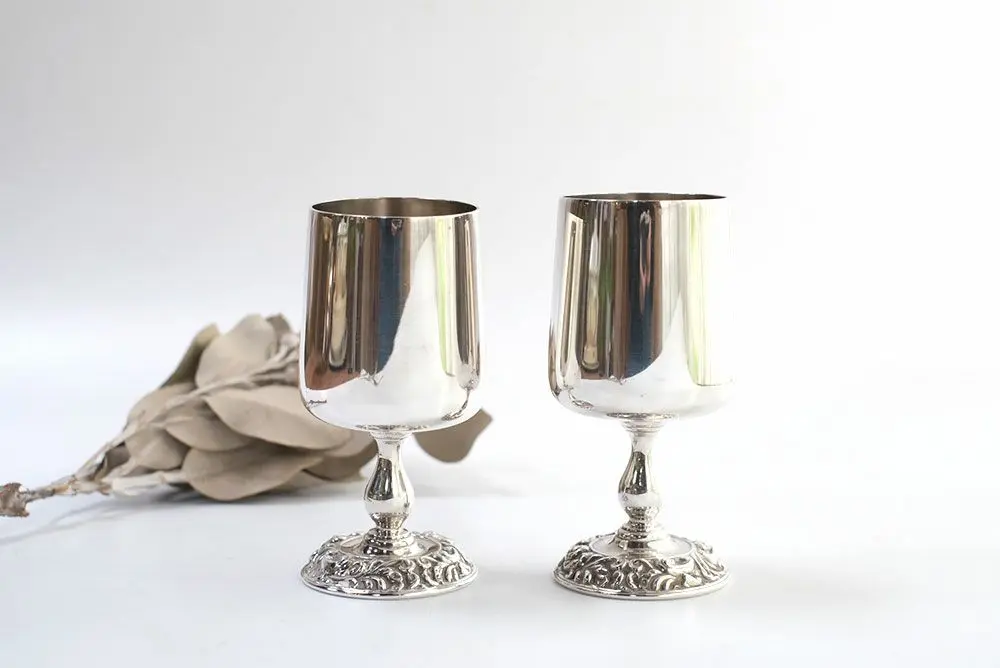 ヴィンテージ シルバープレートワインゴブレット 2点セット　イギリス製シルバーカップ 200ml

