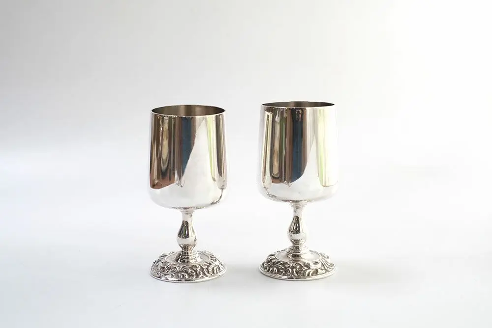 ヴィンテージ シルバープレートワインゴブレット 2点セット　イギリス製シルバーカップ 200ml