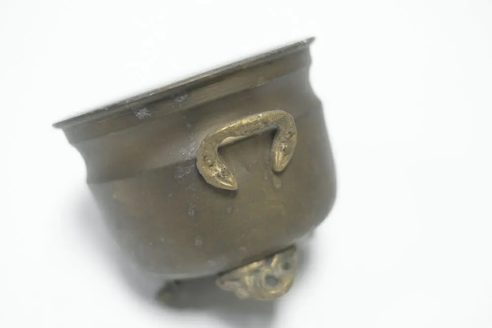 アンティーク 小さな足つき卓上プランター イギリス 銅製 コッパー アンティーク雑貨1