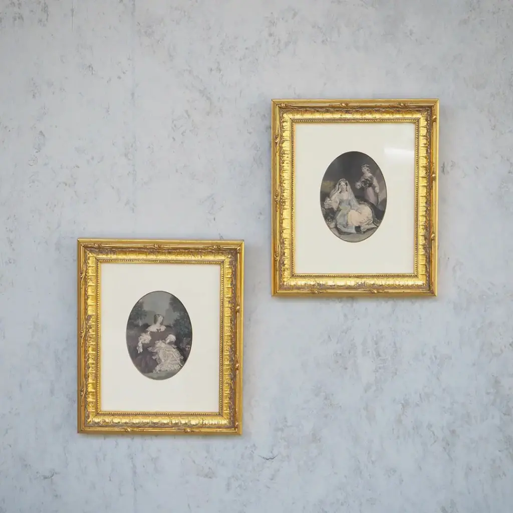 アンティーク リトグラフピクチャー 婦人画 19世紀 アンティーク雑貨