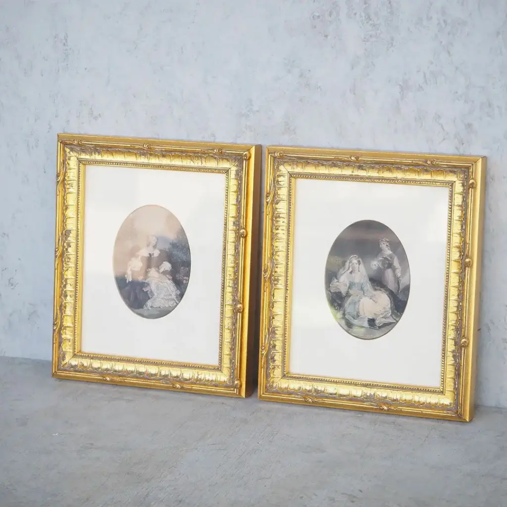 アンティーク リトグラフピクチャー 婦人画 19世紀 アンティーク雑貨1