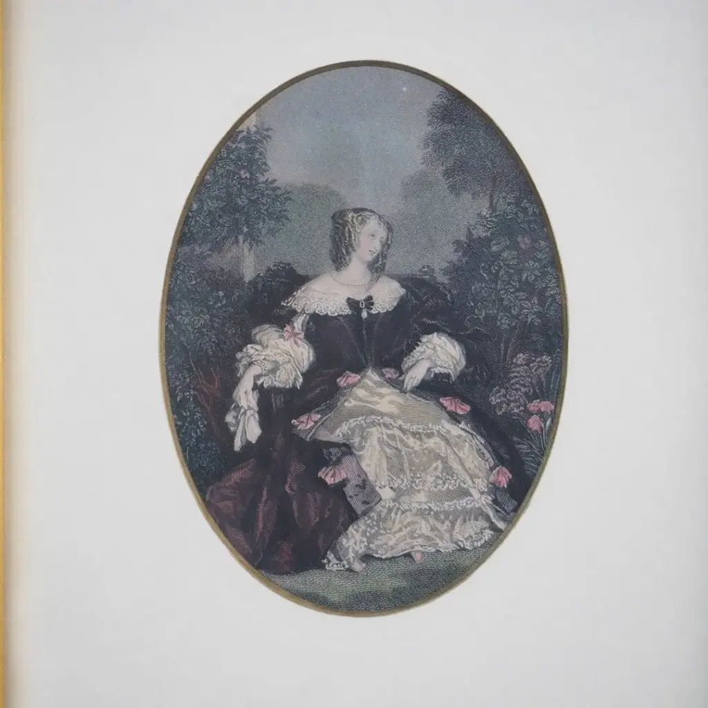 アンティーク リトグラフピクチャー 婦人画 19世紀 アンティーク雑貨2