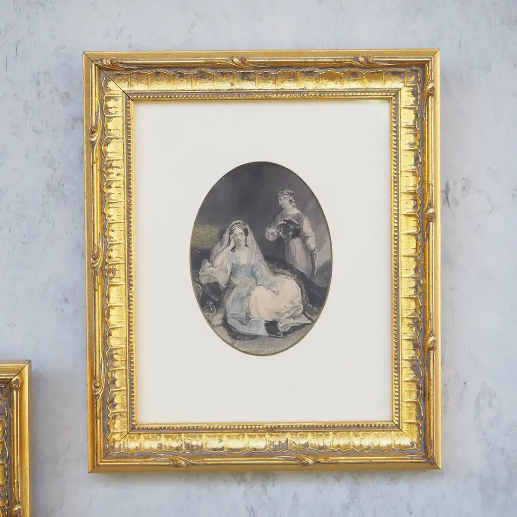 アンティーク リトグラフピクチャー 婦人画 19世紀 アンティーク雑貨3