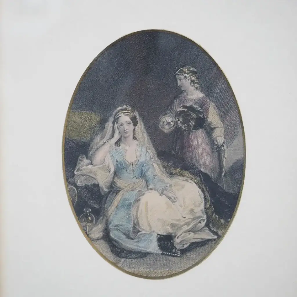 アンティーク リトグラフピクチャー 婦人画 19世紀 アンティーク雑貨4