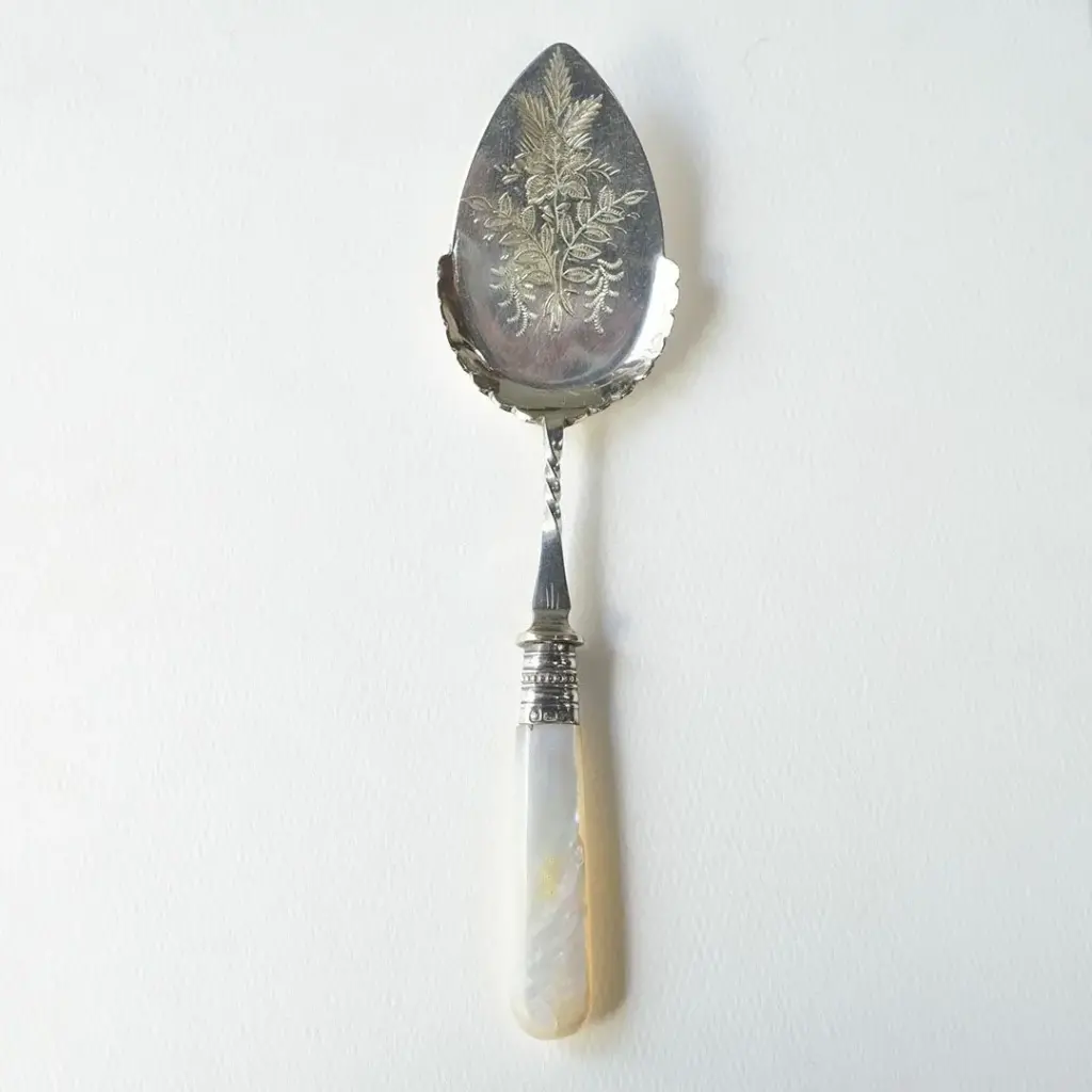 アンティーク マザーオブパール 装飾の美しいベリースプーン 白蝶貝1