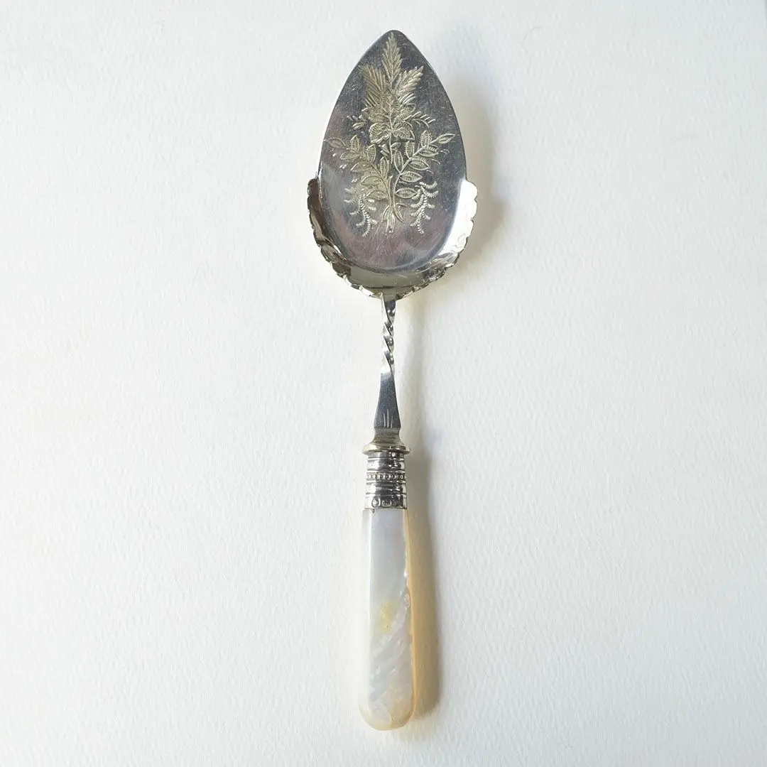 アンティーク マザーオブパール 装飾の美しいベリースプーン 白蝶貝