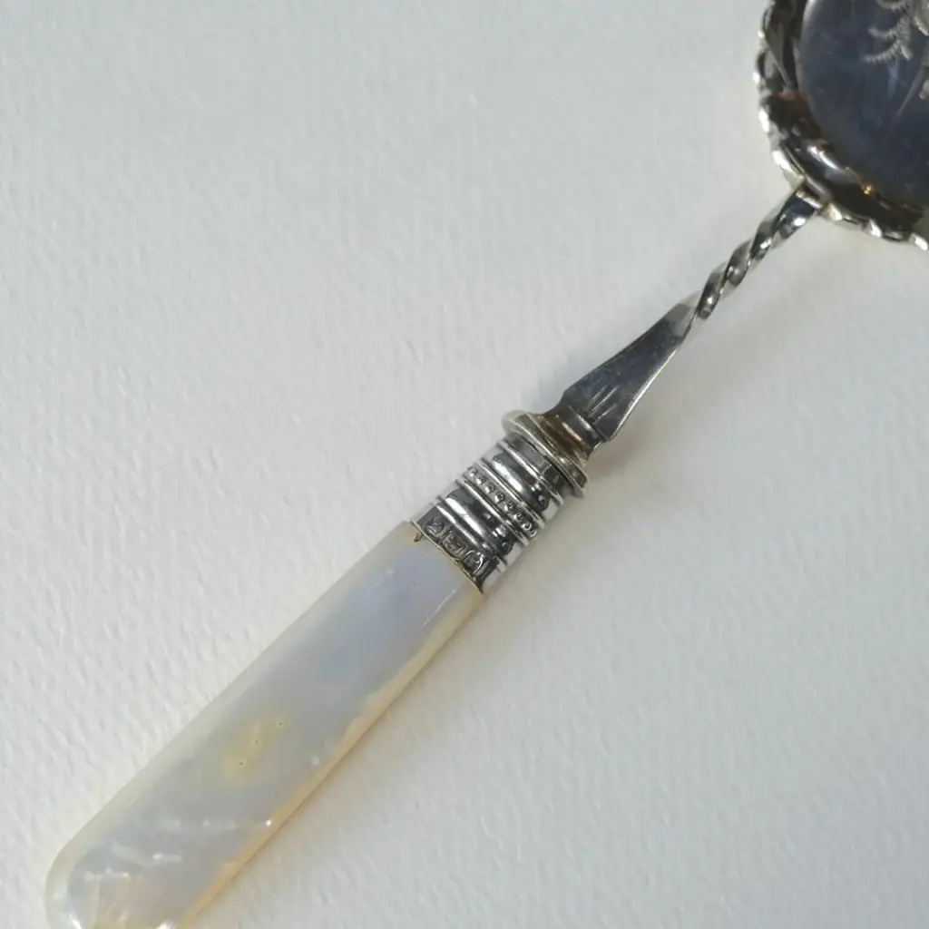 アンティーク マザーオブパール 装飾の4ベリースプーン 白蝶貝