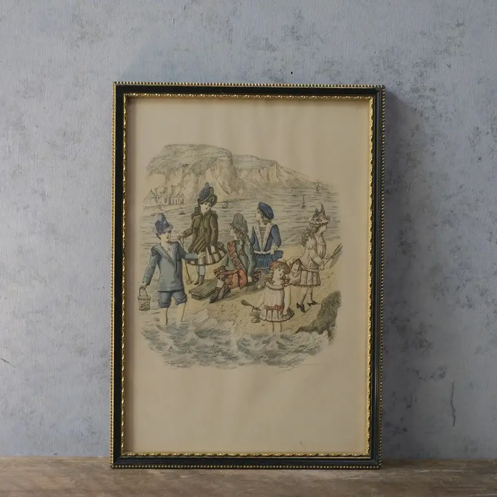 アンティークリトグラフピクチャー イギリスの小旅行を描いたクロモリトグラフ 石版画3