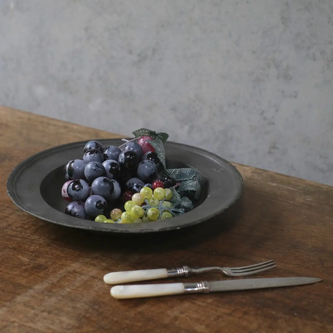 アンティークエタンプレート フランス 19世紀の錫製皿 アンティーク雑貨