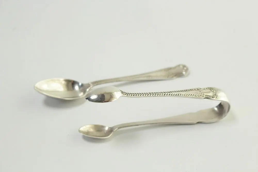 アンティークシルバープレートスプーン＆トングセット イギリス アール・ヌーヴォー様式4