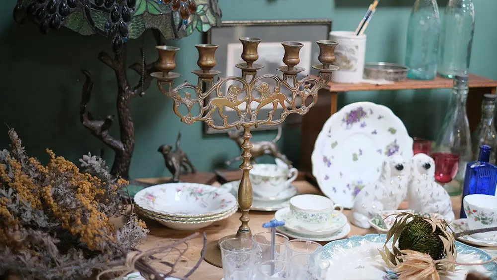 アンティーク ブラスキャンドルホルダー5灯 モロッコ candelabra(カンデラブラ)と呼ばれる枝分かれした燭台 アンティーク雑貨