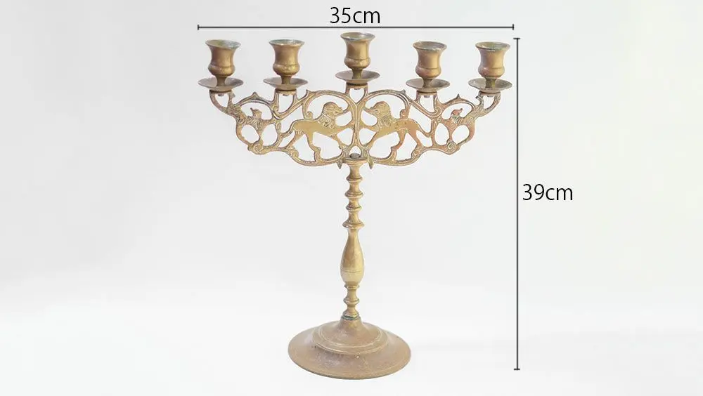 アンティーク ブラスキャンドルホルダー5灯 モロッコ candelabra(カンデラブラ)と呼ばれる枝分かれした燭台 アンティーク雑貨2