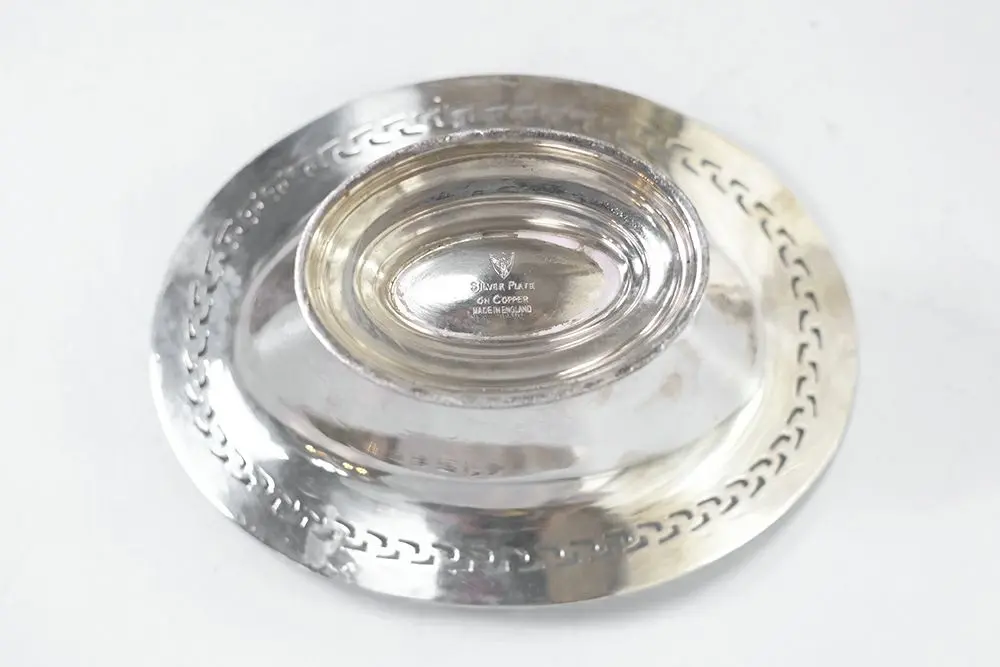 ヴィンテージ スモールボウル B(幅18cm)ヴィクトリアンな装飾が素敵なシルバーの足つきボウル5