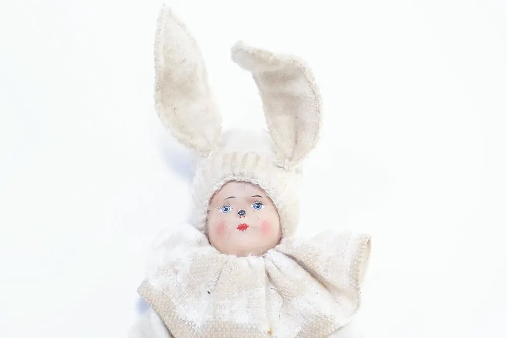 ヴィンテージ うさぎ耳のドール アンティークドール ビスクドール 陶器人形2