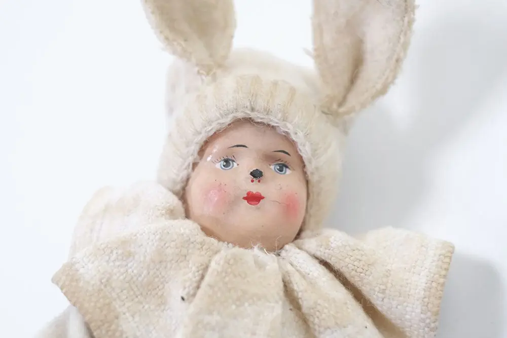 ヴィンテージ うさぎ耳のドール アンティークドール ビスクドール 陶器人形3