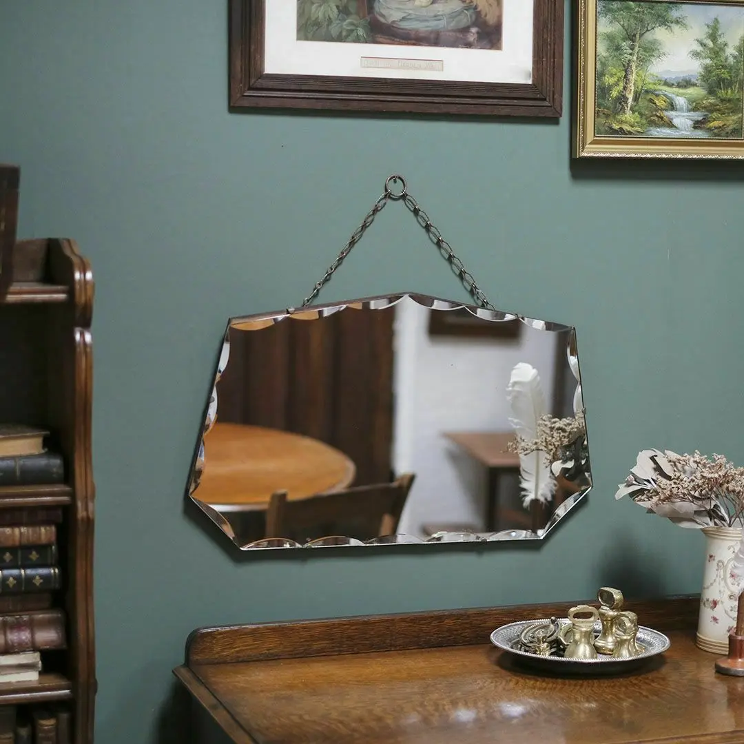 アンティーク カッティングミラー イギリス 鏡 面取り加工