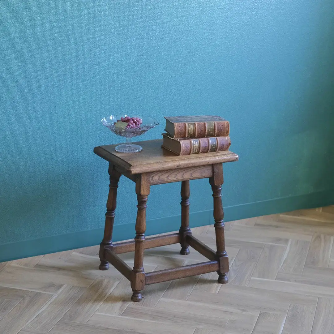 ヴィンテージ オークスツール 四角 フランス 木製