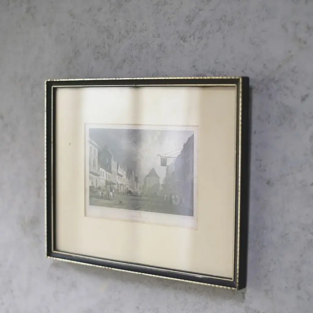 アンティークリトグラフピクチャー イギリス 鋼版画 ウェールズ北部デンビーシャー州の都市 Wrexham アンティーク雑貨2