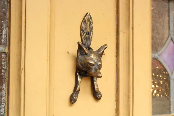 オールドブラス・キツネのドアノッカー インテリア雑貨