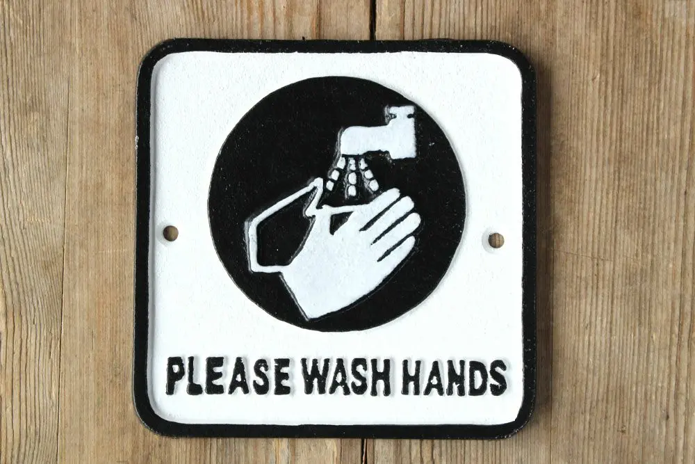 イアンプレート・WASH HANDS/ピクトグラムで分かりやすい「手を洗ってください」のサイン インテリア雑貨１