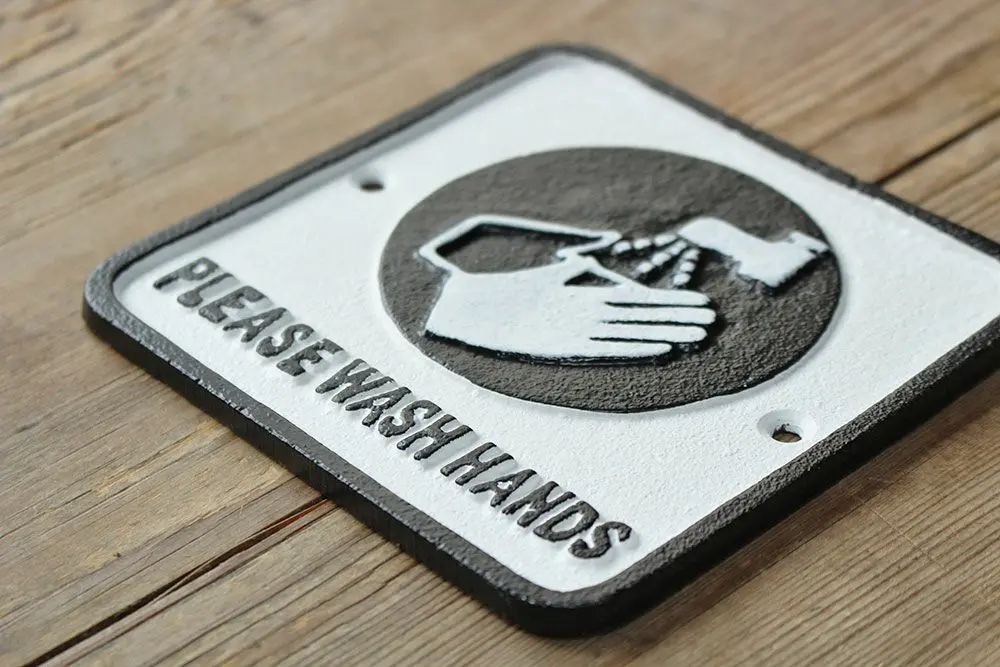 イアンプレート・WASH HANDS/ピクトグラムで分かりやすい「手を洗ってください」のサイン インテリア雑貨２