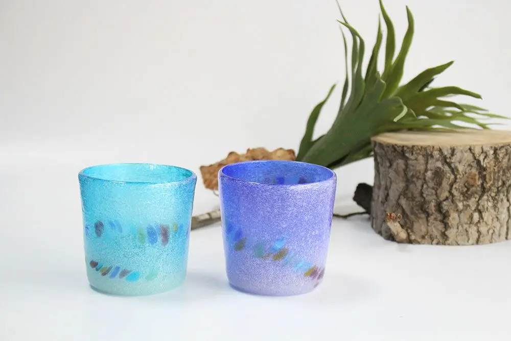 沖縄 読谷村 松田清春さんの手吹き珊瑚グラス おしゃれな食器