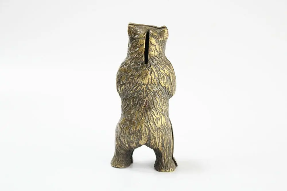 ヴィンテージ クマの貯金箱 イギリス オブジェにもなる真鍮製 熊3