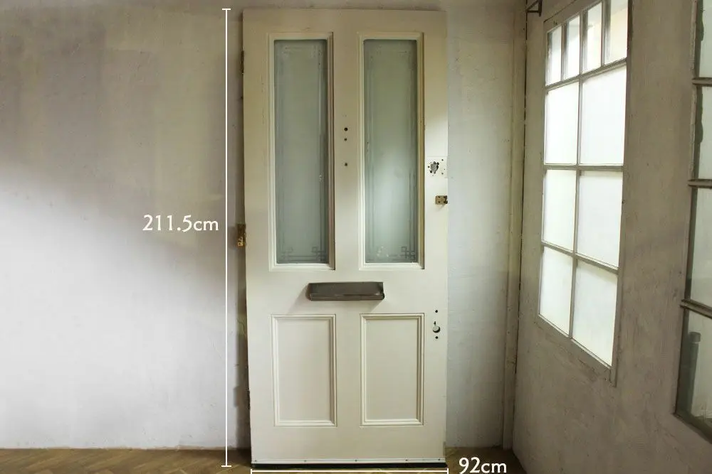 アンティークエントランスドア イギリス ガラスアクセント深緑色の玄関扉/アンティーク家具1