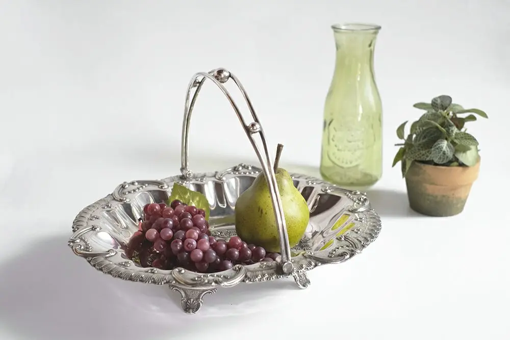 アンティークシルバープレート・フルーツバスケット/ヴィクトリアンA1 イギリス アンティーク雑貨