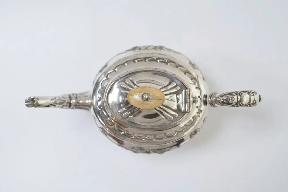 アンティーク シルバープレートティーセ3ット 花とロカイユ イギリス 3点セット アンティーク雑貨